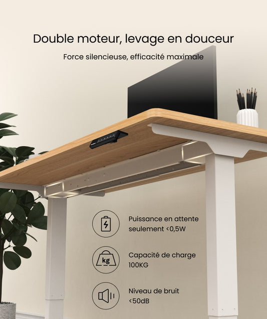 Bureau assis-debout classique double moteurs (Série E5)