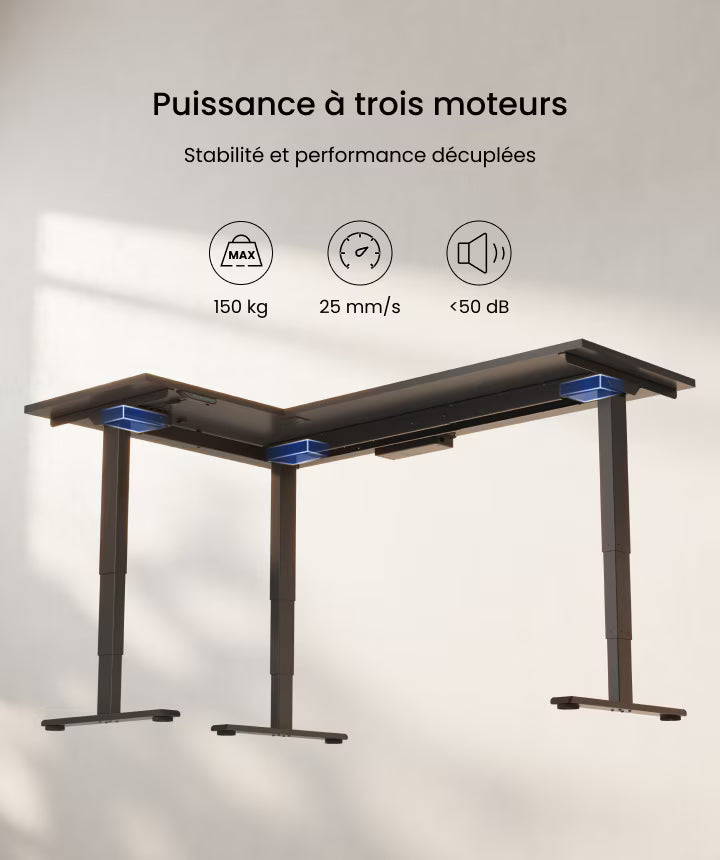 Bureau assis-debout d'angle Classique (E5L)