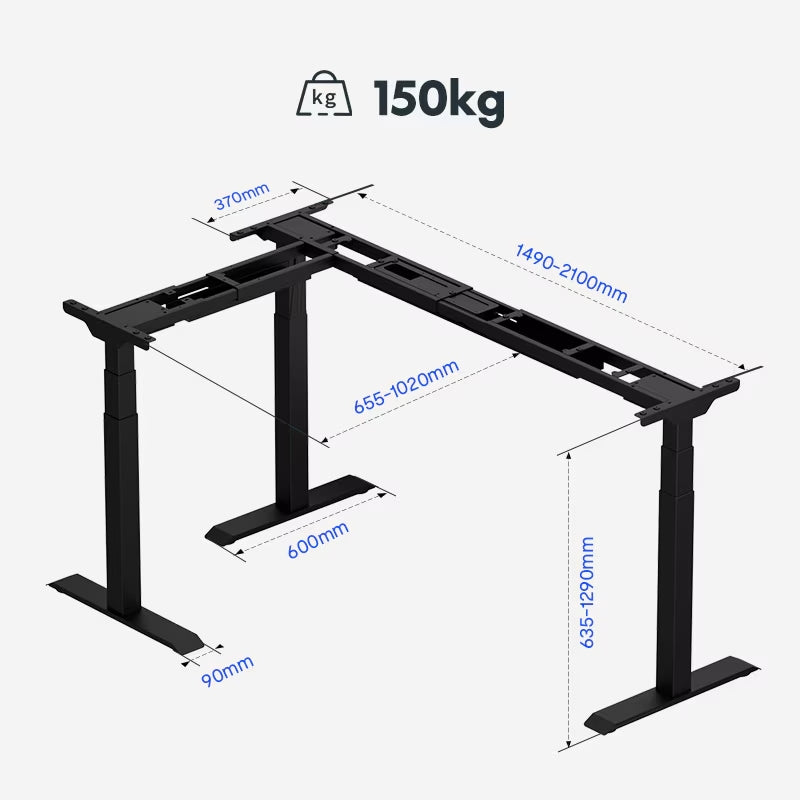 Bureau assis-debout d'angle premium (E7L)