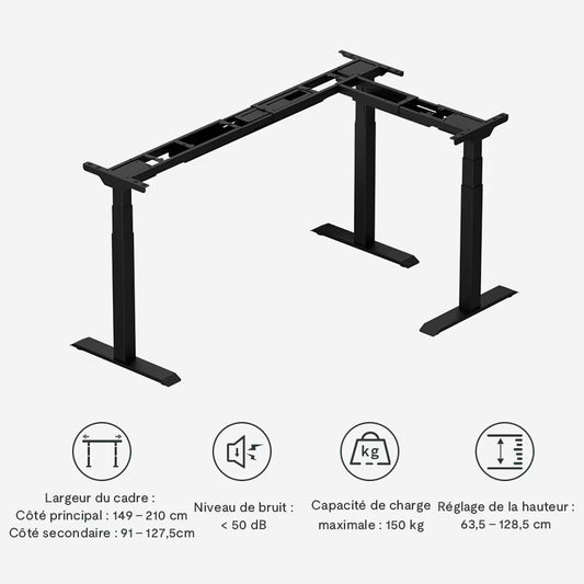 Bureau assis-debout d'angle premium (E7L)