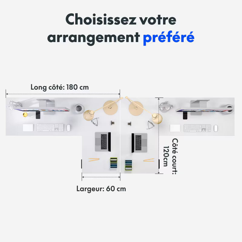 Bureau assis-debout d'angle basique (Q1L)