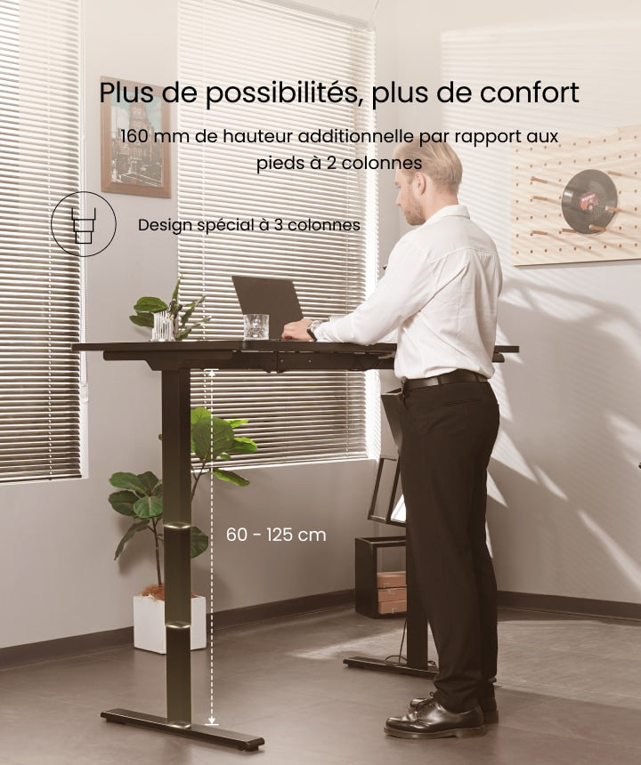 Bureau assis-debout classique double moteurs (Série E5)